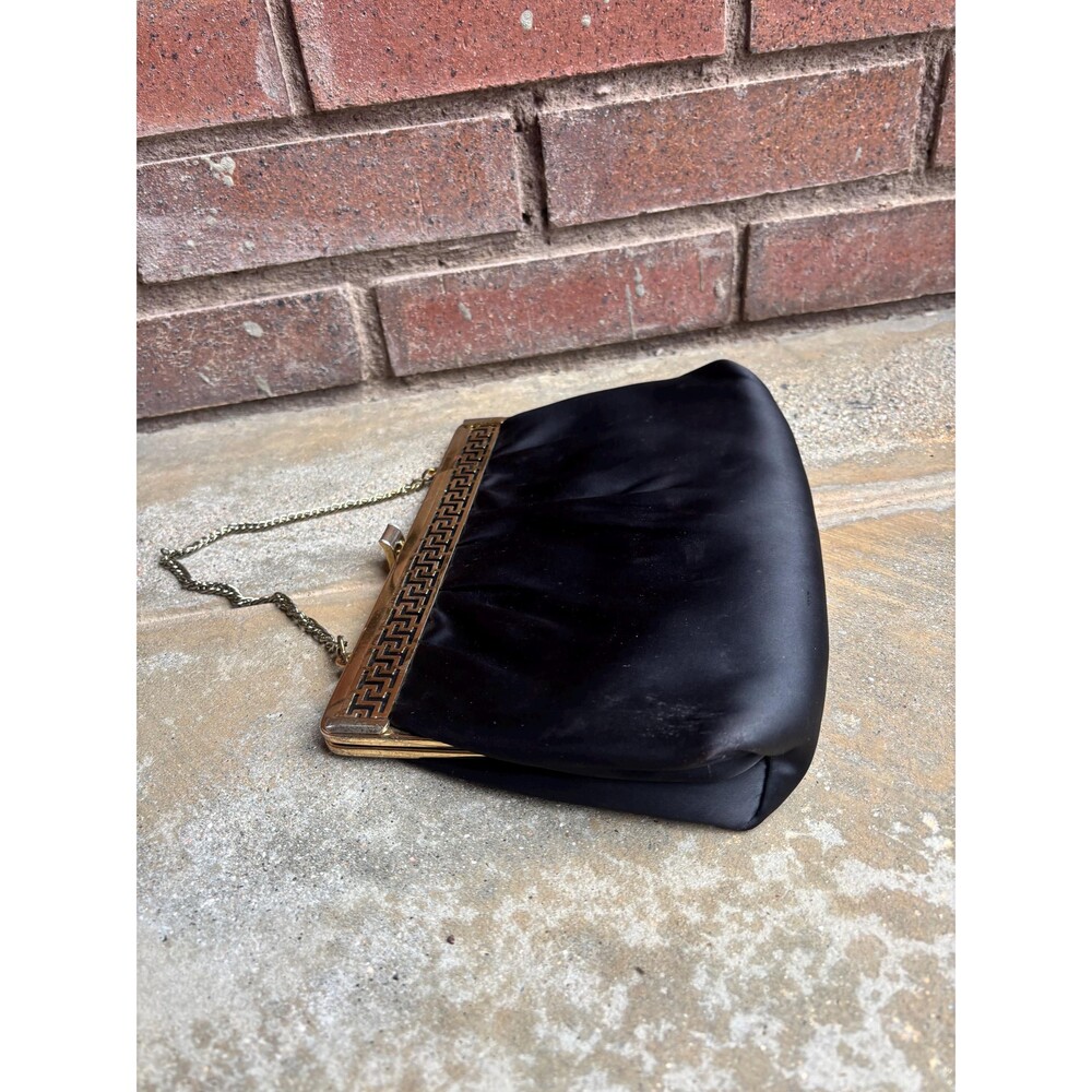 Black Satin Evening Bag 1950s 1960s